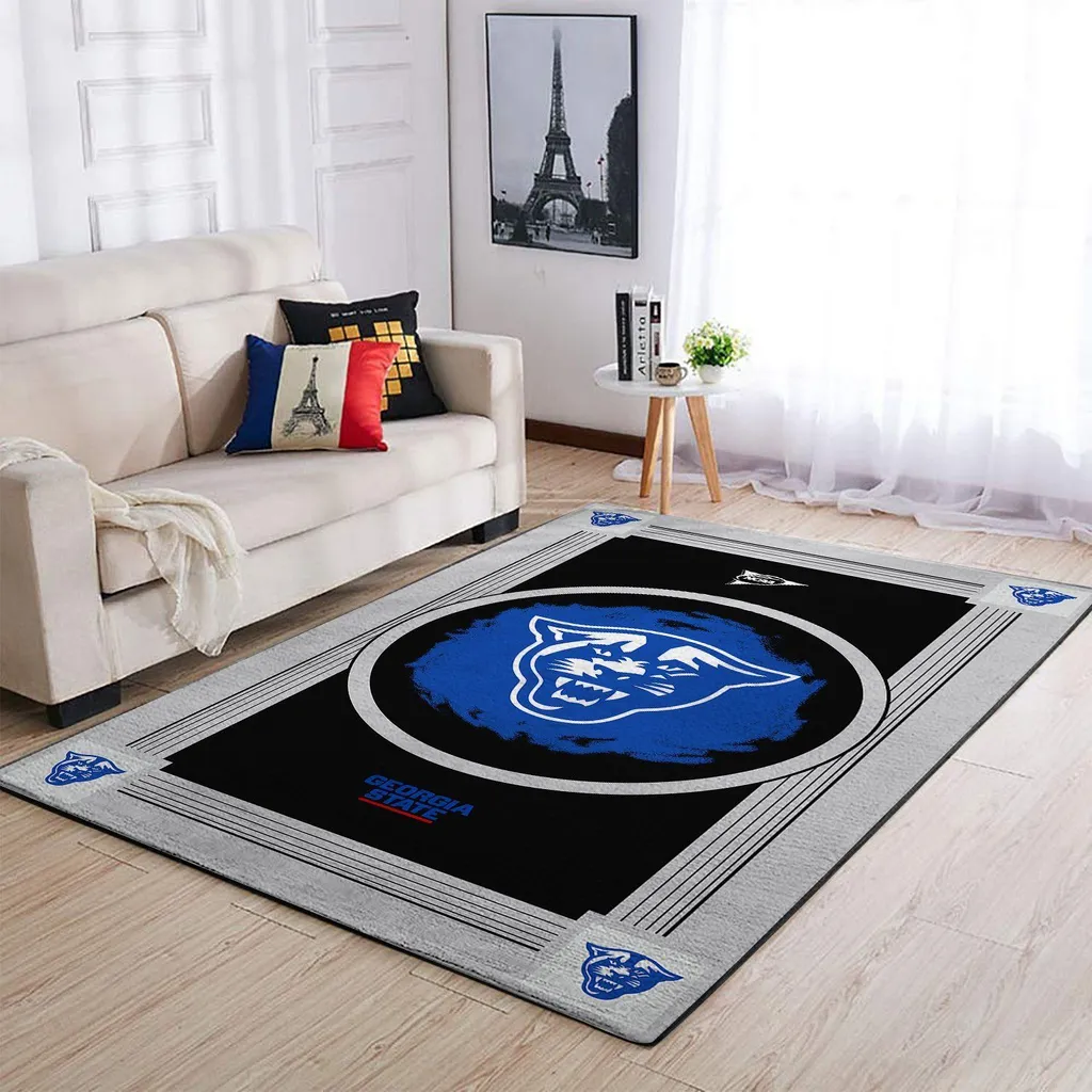 Georgia State Panthers Area Rug for Living Room Decor Black and Blue