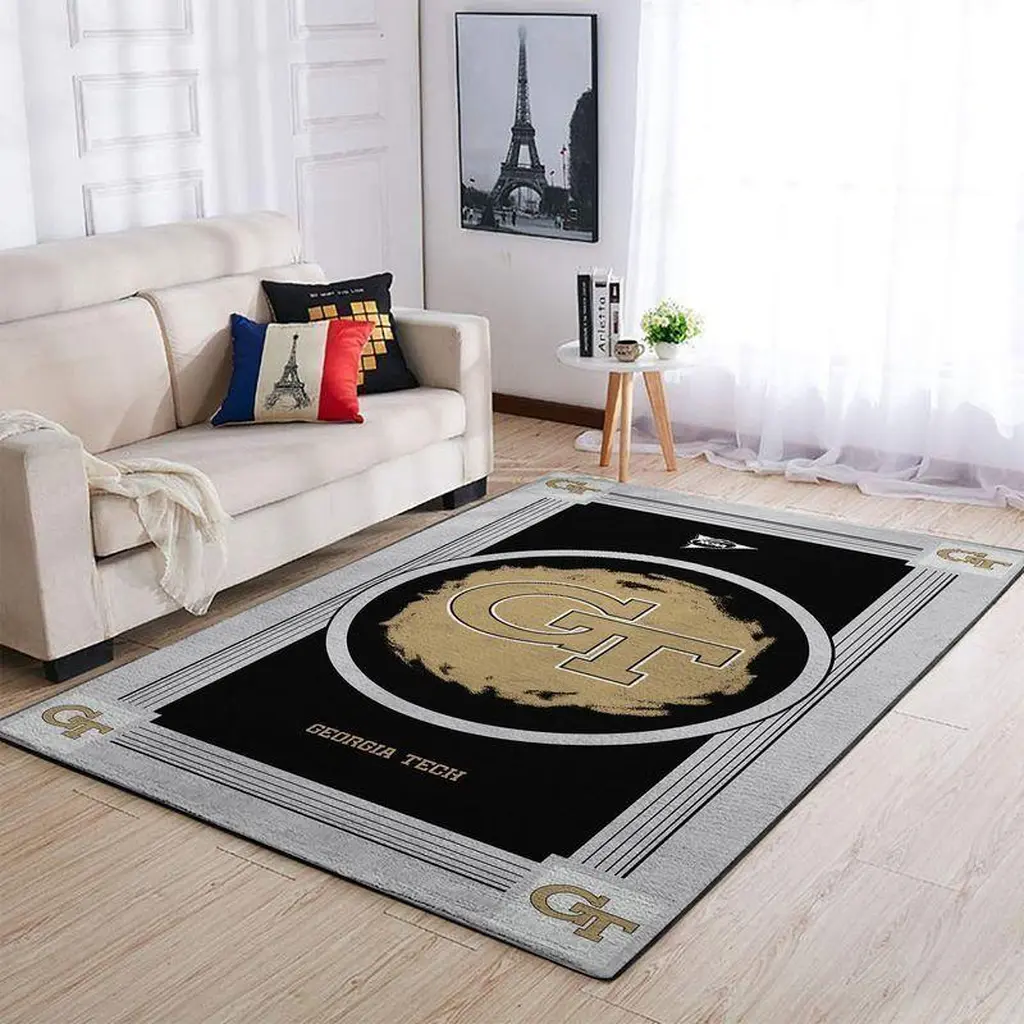 Georgia Tech Rug - Area for Home and Office Decor Black and Gold