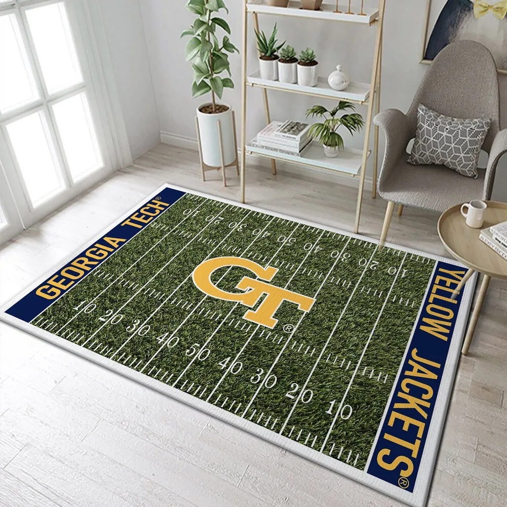 Georgia Tech Rug - Jackets Field Perfect for Fans and Game Day Green and Yellow