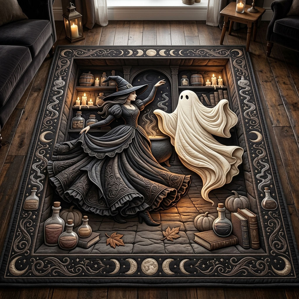 Ghost and Witch Dancing Halloween Area Rug - Non-Slip Washable 3D Print Rug for Living Room & BedroomTVC2108415