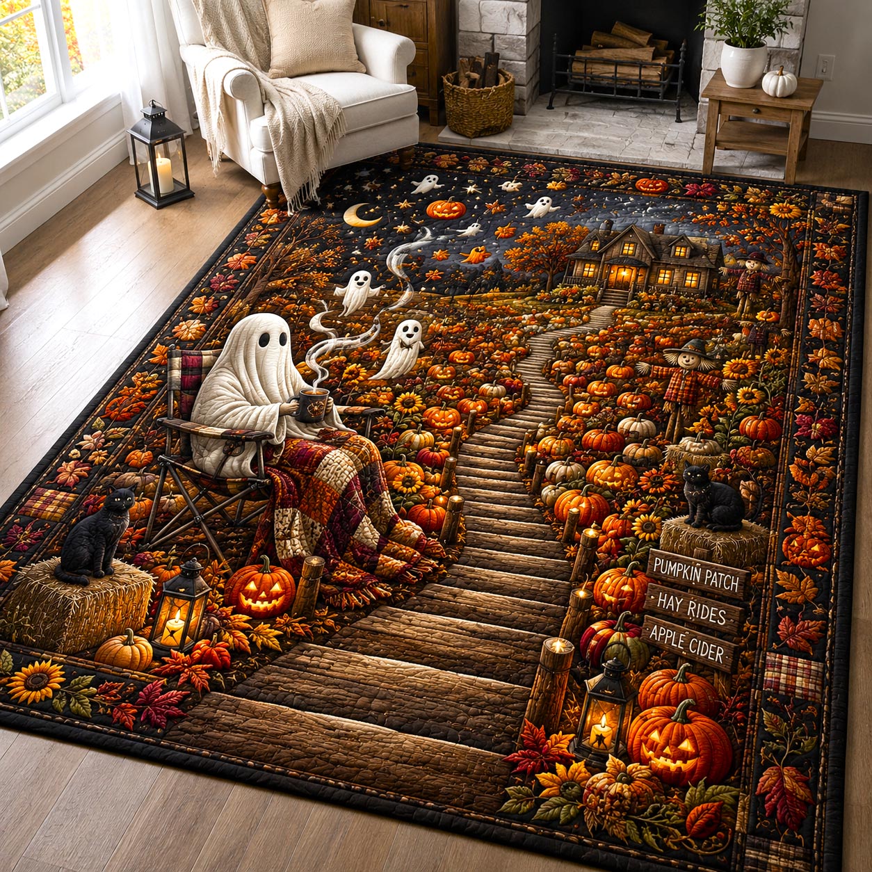 Ghost Lounge Halloween Area Rug - Non-Slip Washable 3D Print Rug for Living Room & BedroomTVC2108415