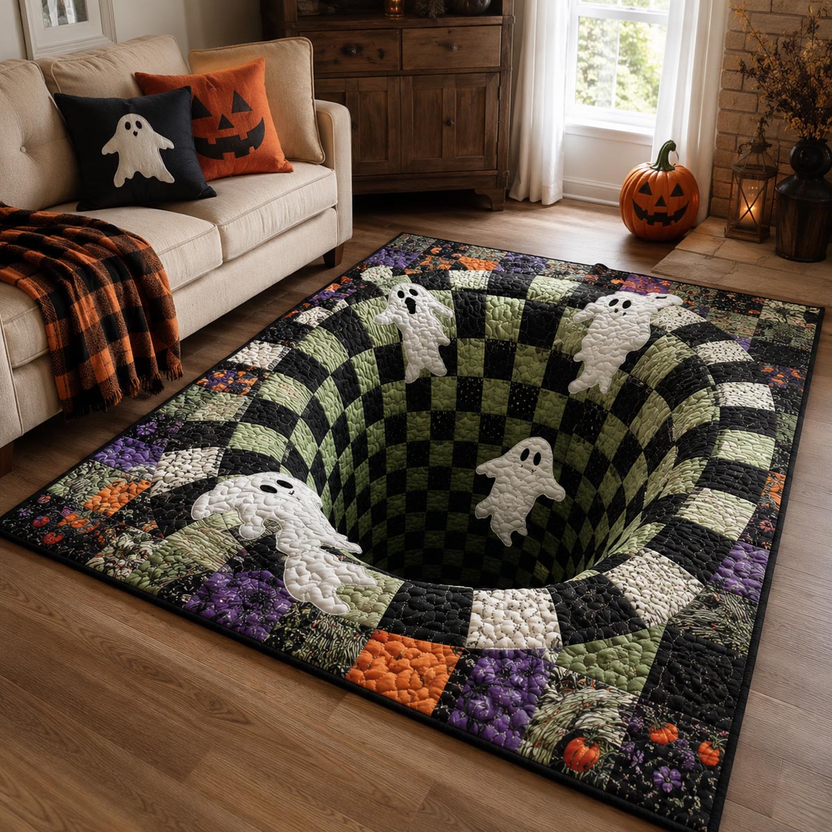 Ghost Portal Halloween Area Rug - Non-Slip Washable 3D Print Rug for Living Room & BedroomTVC2108215