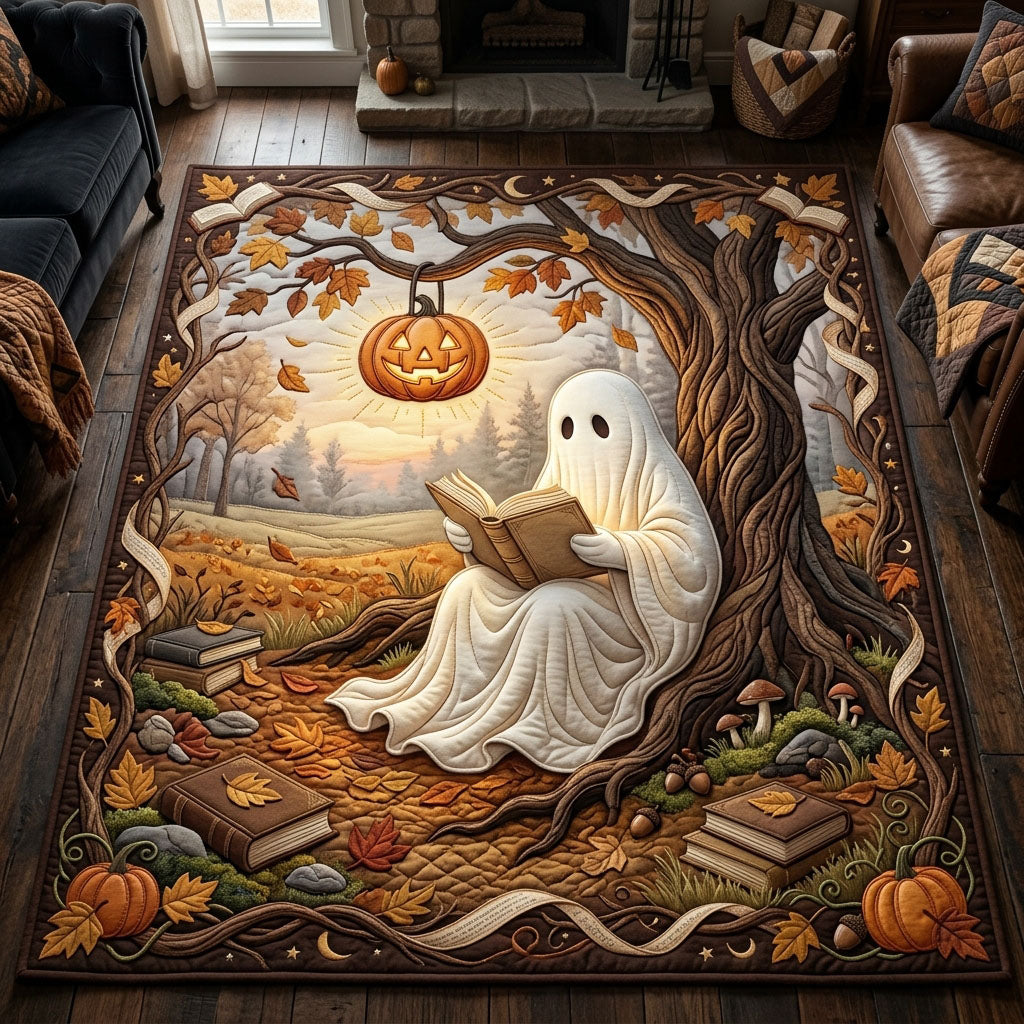 Ghost Reading Under Pumpkin Lantern Halloween Area Rug - Non-Slip Washable 3D Print Rug for Living Room & BedroomTVC2108415