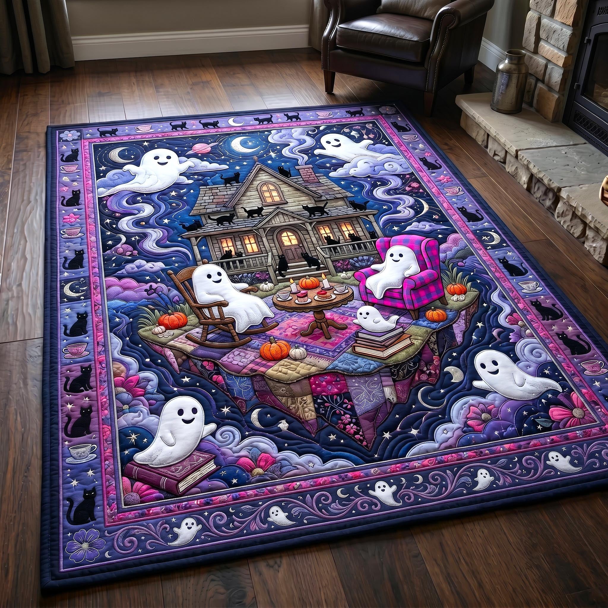 Ghost Retreat Halloween Area Rug - Non-Slip Washable 3D Print Rug for Living Room & BedroomTVC2108415