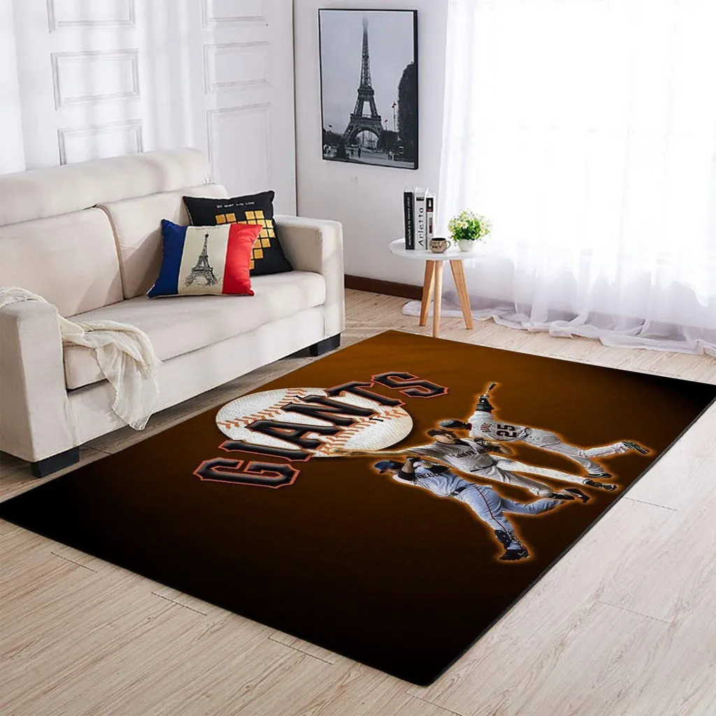 Giants Baseball Players Area Rug for Living Room Decor Yellow and Gray
