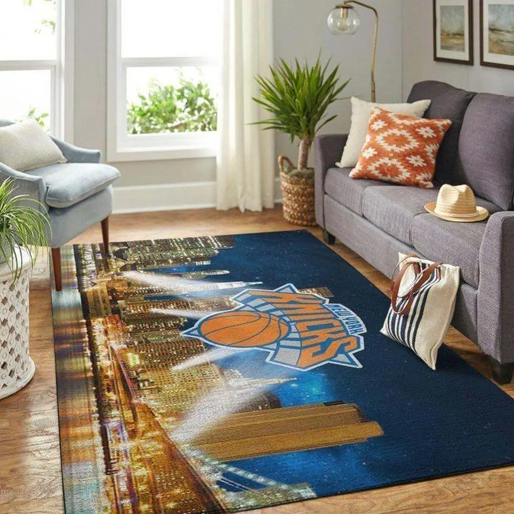 Giants Football Helmet Area Rug for Living Room Decor Blue and White