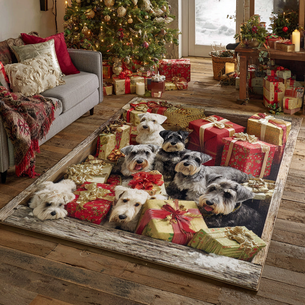 Gift Box Schnauzer Crew Area Rug - Non-Slip Washable 3D Print Rug for Living Room & BedroomTVC2108320