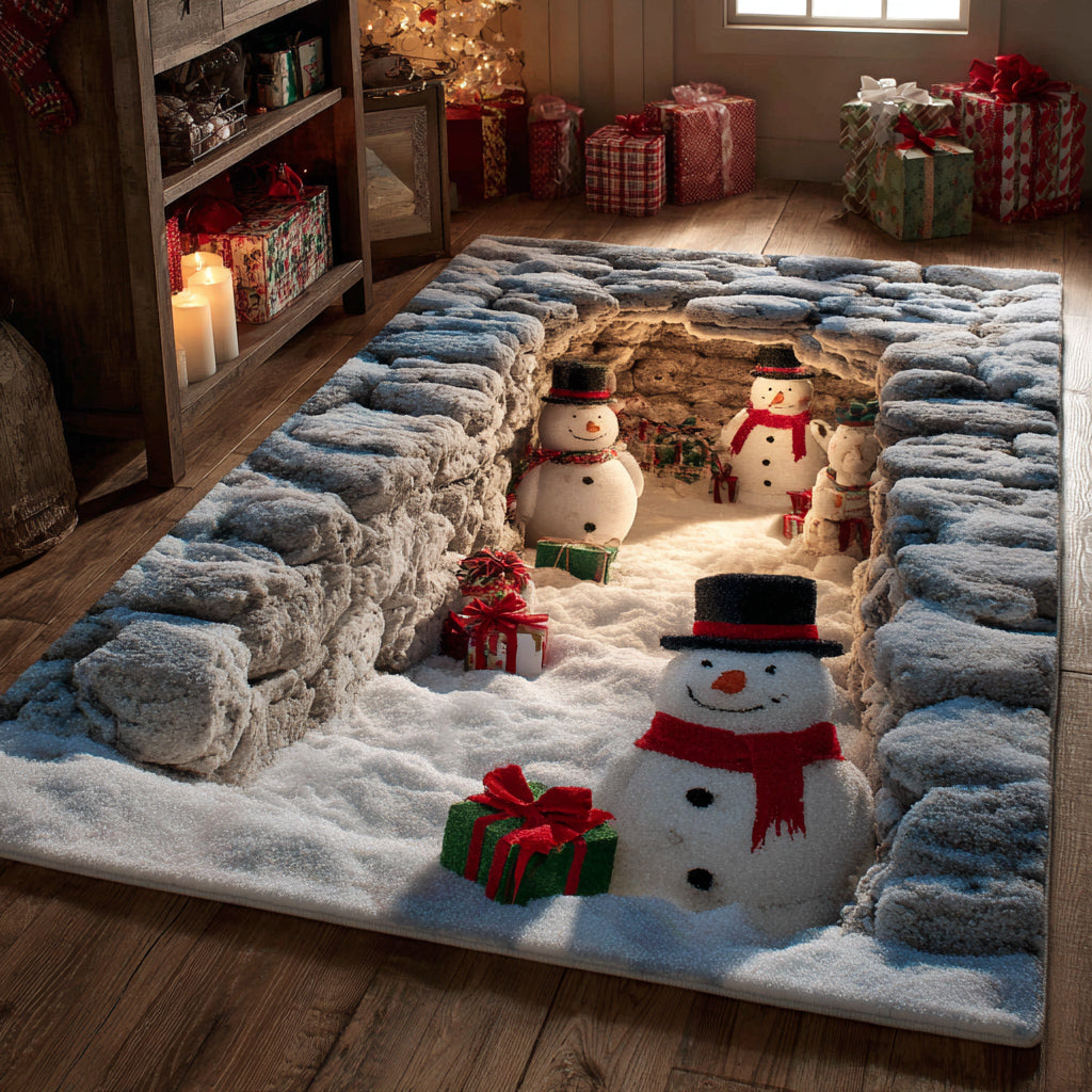 Gift Snowman Area Rug - Non-Slip Washable 3D Print Rug for Living Room & BedroomTVC2108320
