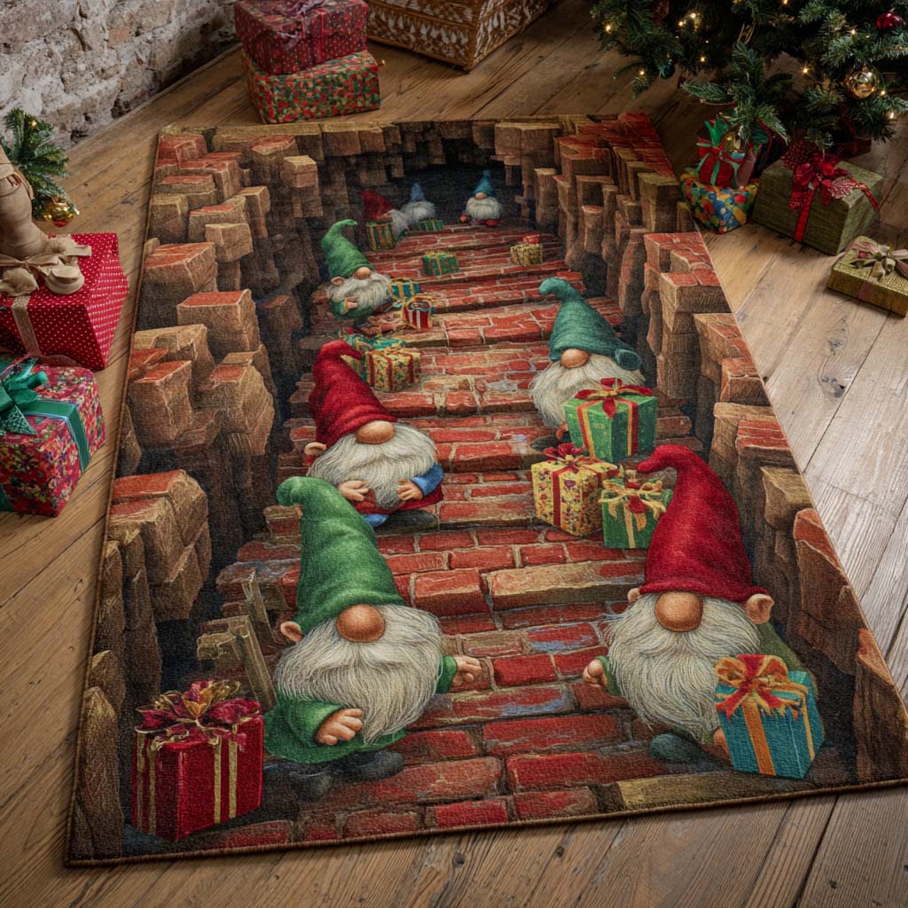 Gift Tunnel Gnomes Area Rug - Non-Slip Washable 3D Print Rug for Living Room & BedroomTVC2108319