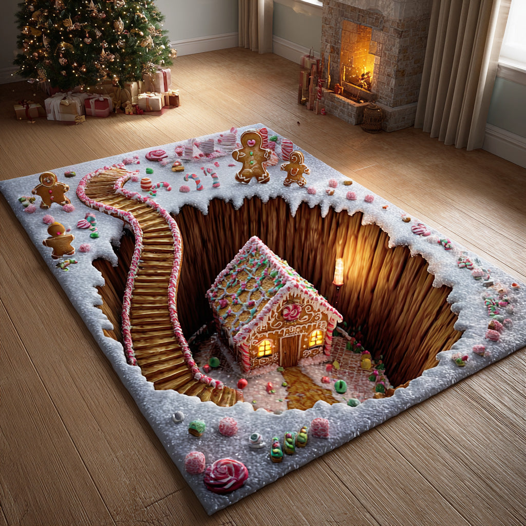 Gingerbread Haven Area Rug - Non-Slip Washable 3D Print Rug for Living Room & BedroomTVC2108319