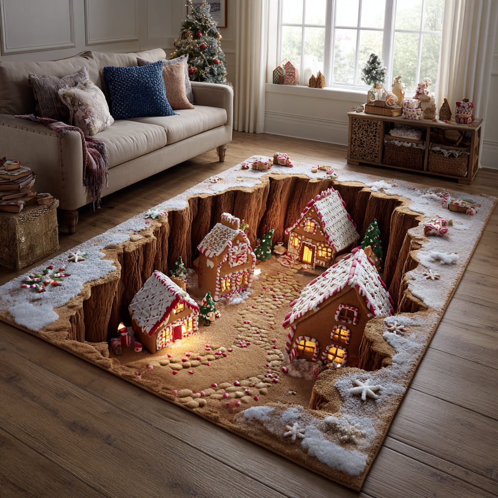 Gingerbread Valley Area Rug - Non-Slip Washable 3D Print Rug for Living Room & BedroomTVC2108319