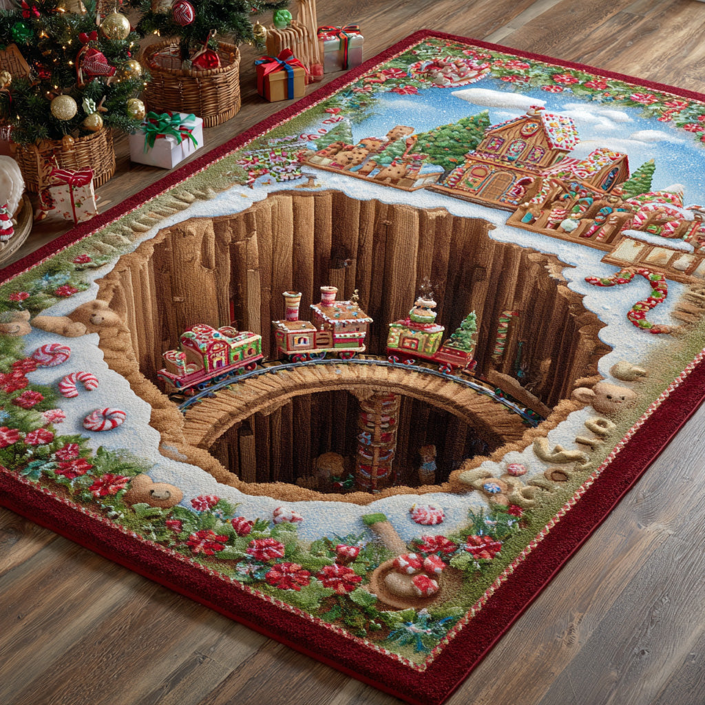 Gingerbread Village Area Rug - Non-Slip Washable 3D Print Rug for Living Room & BedroomTVC2108319
