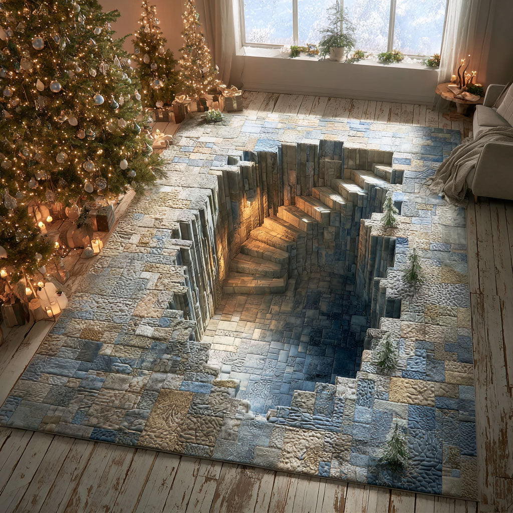 Glacier Steps Area Rug - Non-Slip Washable 3D Print Rug for Living Room & BedroomTVC2108319