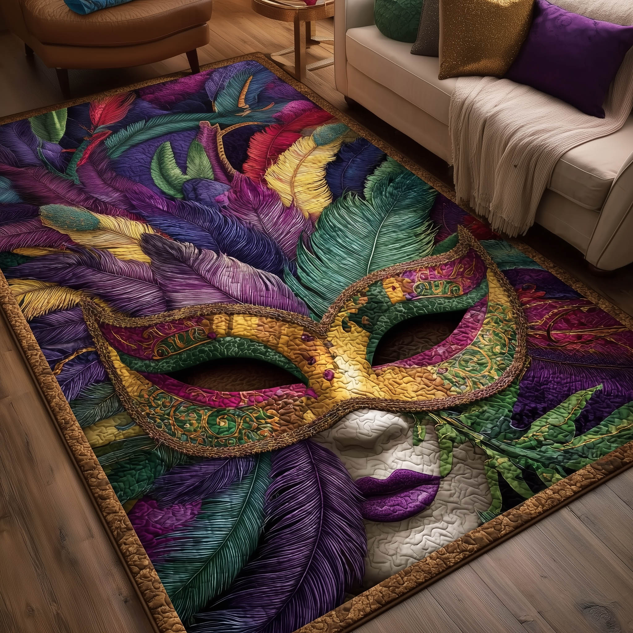 Glamour Carnival Area Rug - Non-Slip Washable 3D Print Rug for Living Room & BedroomTVC2108236