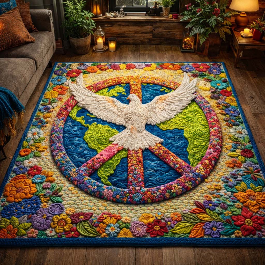 Global Harmony Dove Area Rug - Non-Slip Washable 3D Print Rug for Living Room & BedroomTVC2108415