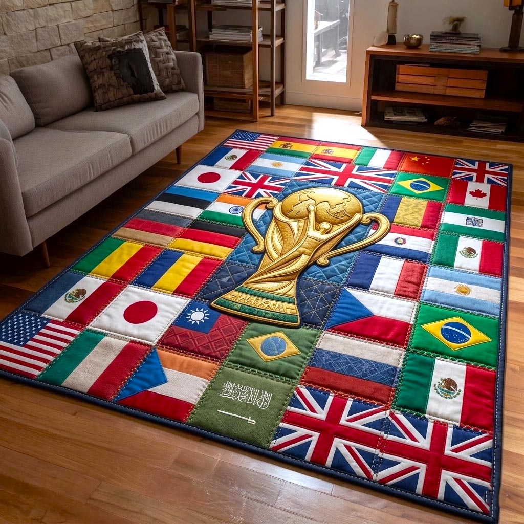Global Trophy Area Rug - Non-Slip Washable 3D Print Rug for Living Room & BedroomTVC2108415
