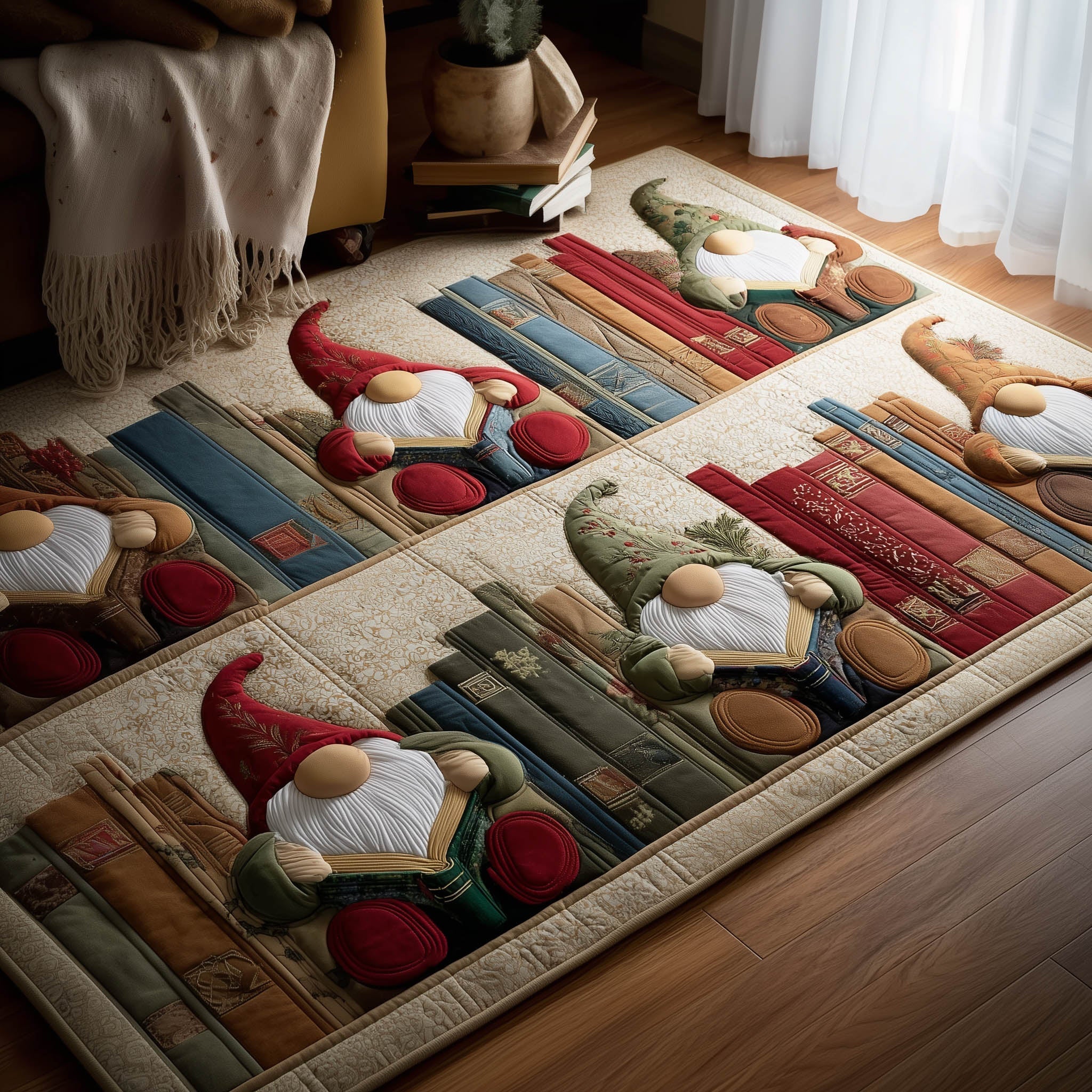 Gnome Library Area Rug - Non-Slip Washable 3D Print Rug for Living Room & Bedroom (DesignTVC2108415