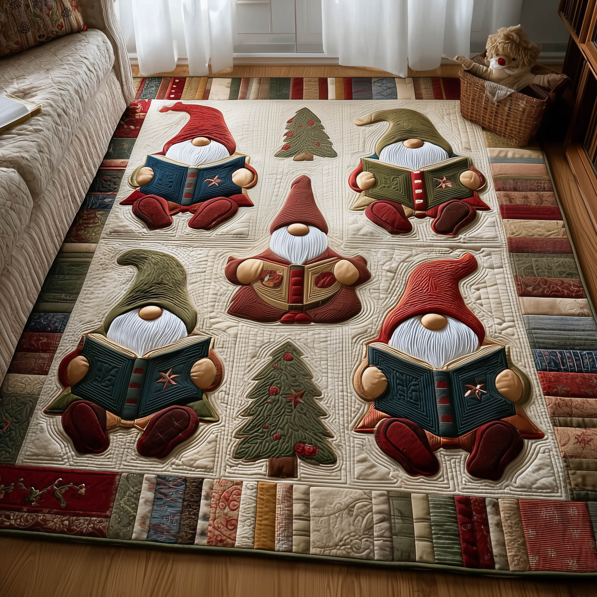 Gnome Library Area Rug - Non-Slip Washable 3D Print Rug for Living Room & BedroomTVC2108415