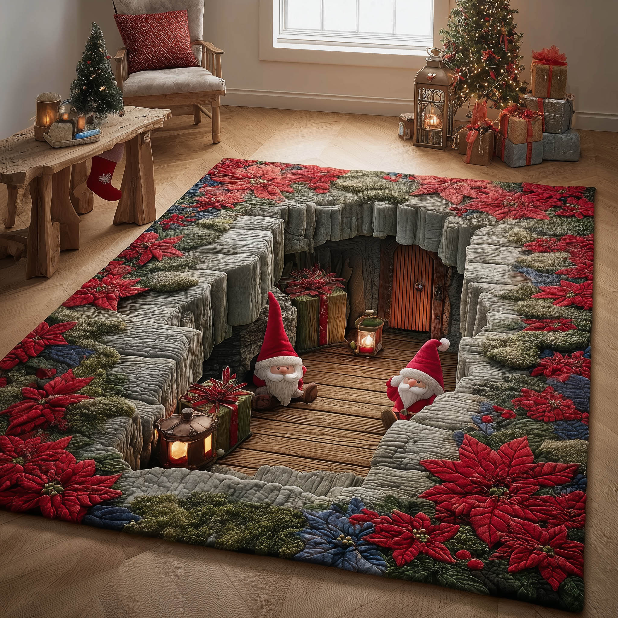 Gnome Secret Chamber Area Rug - Non-Slip Washable 3D Print Rug for Living Room & BedroomTVC2108236