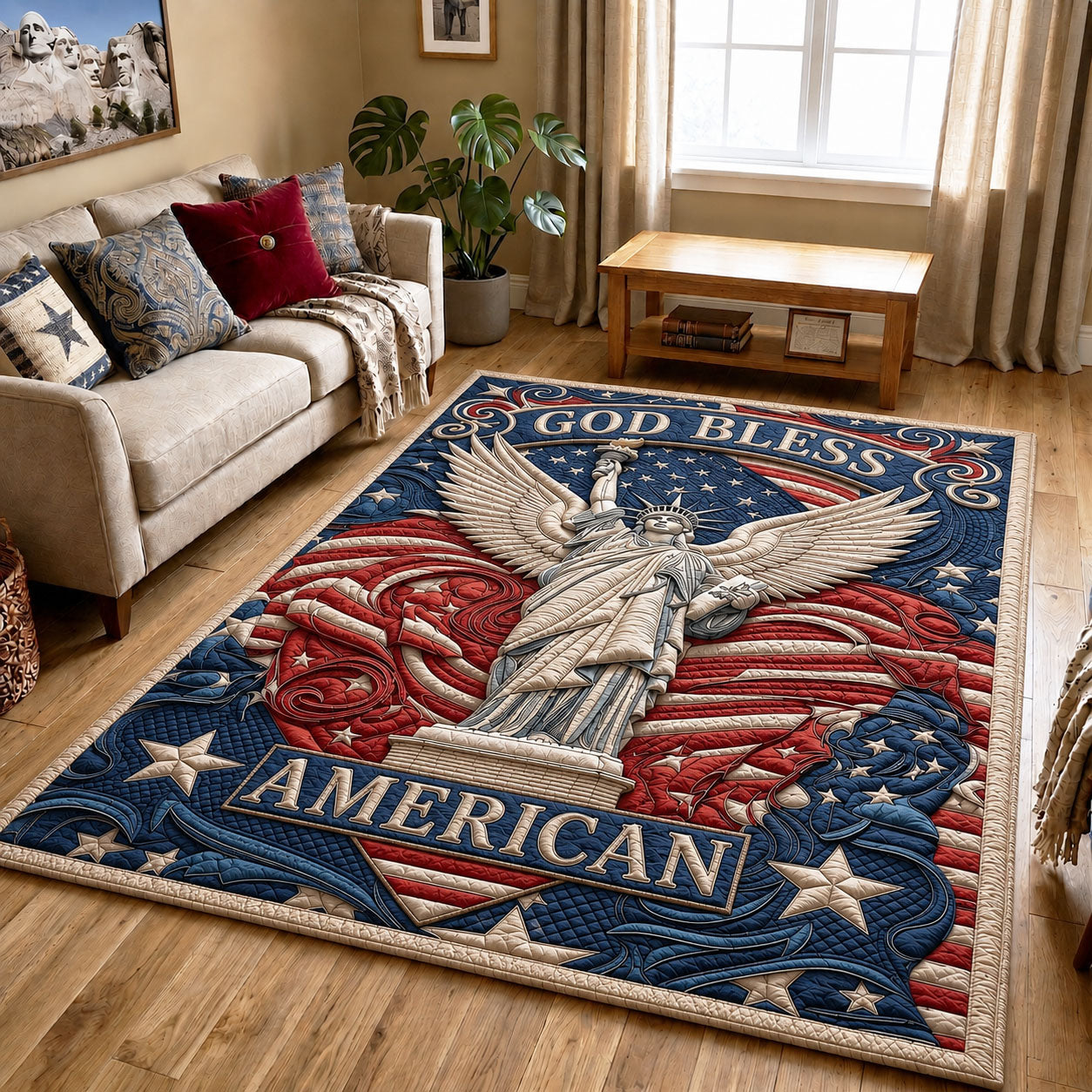 God Bless American Area Rug - Non-Slip Washable 3D Print Rug for Living Room & BedroomTVC2108415