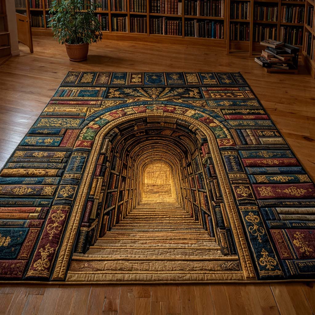 Golden Archive Passage Area Rug - Non-Slip Washable 3D Print Rug for Living Room & BedroomTVC2108414