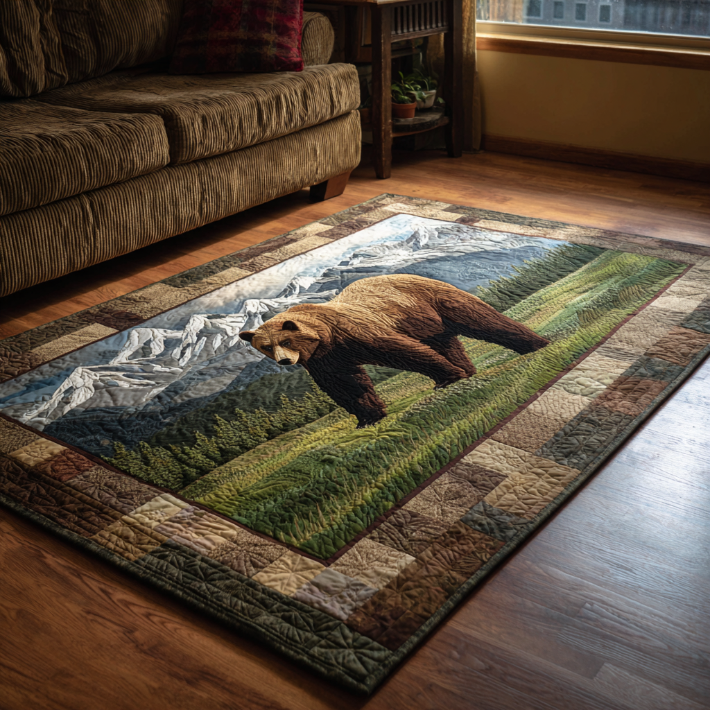 Golden Bear Area Rug - Non-Slip Washable 3D Print Rug for Living Room & Bedroom (DesignTVC2108319
