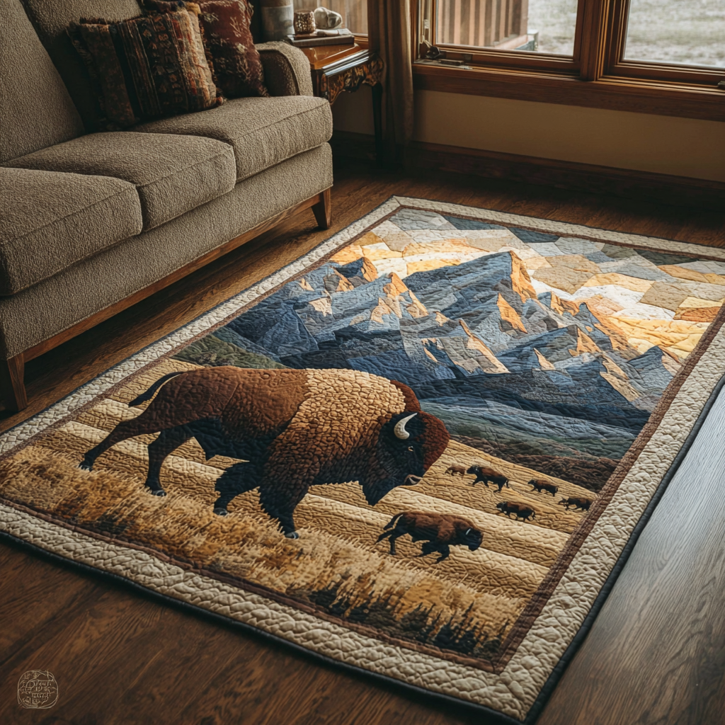 Golden Bison Area Rug - Non-Slip Washable 3D Print Rug for Living Room & BedroomTVC2108319