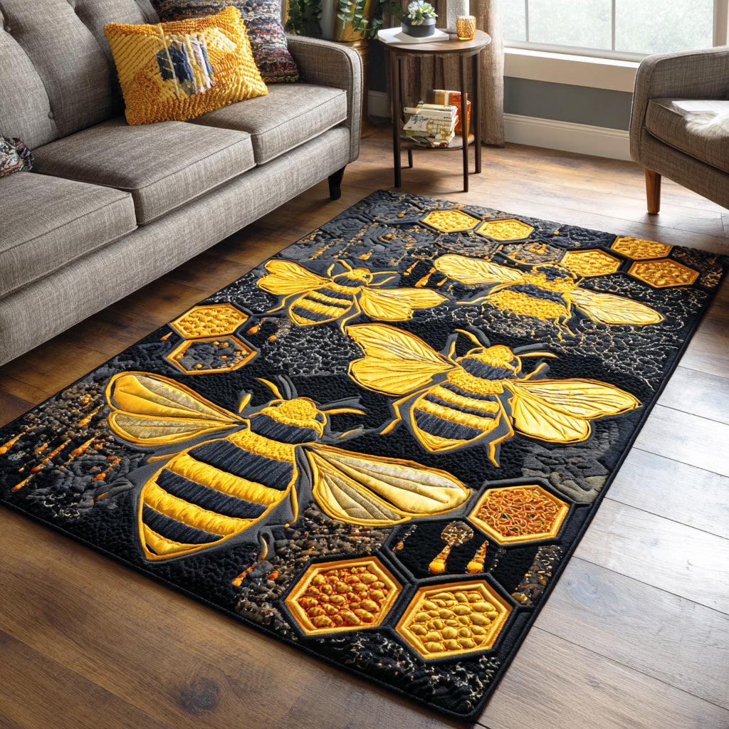 Golden Buzz Area Rug - Non-Slip Washable 3D Print Rug for Living Room & BedroomTVC2108319
