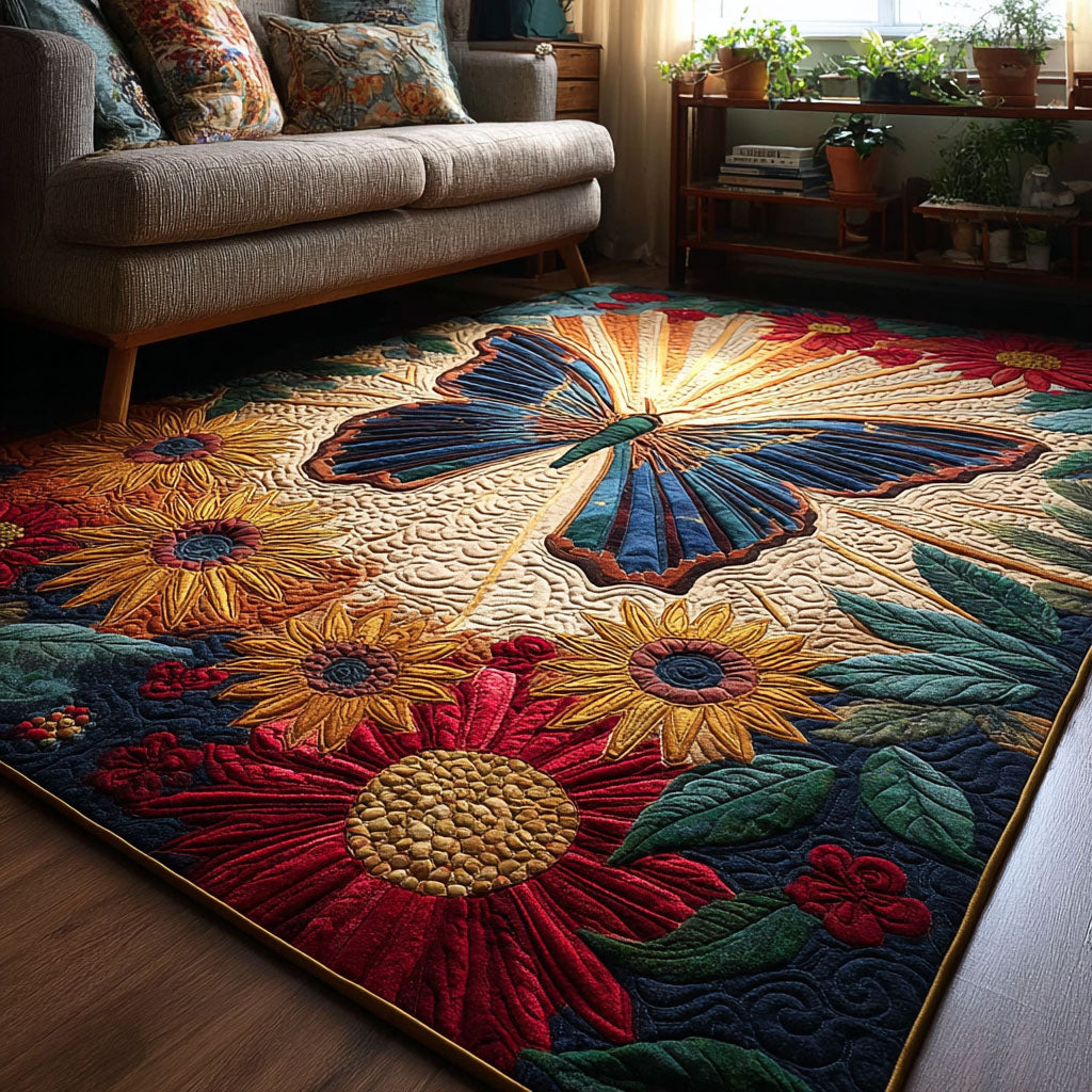 Golden Garden Glow Area Rug - Non-Slip Washable 3D Print Rug for Living Room & BedroomTVC2108318