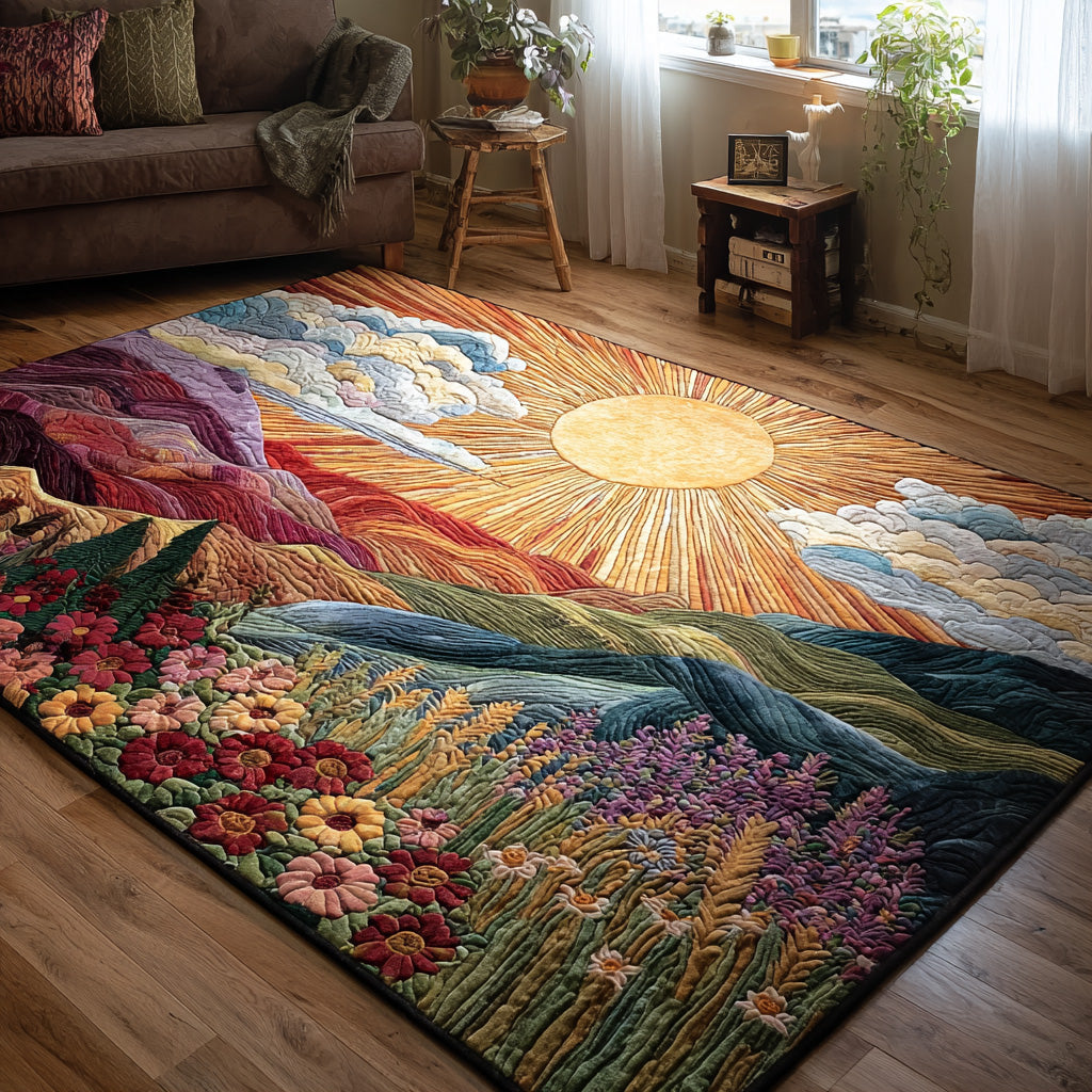 Golden Horizon Area Rug - Non-Slip Washable 3D Print Rug for Living Room & BedroomTVC2108215
