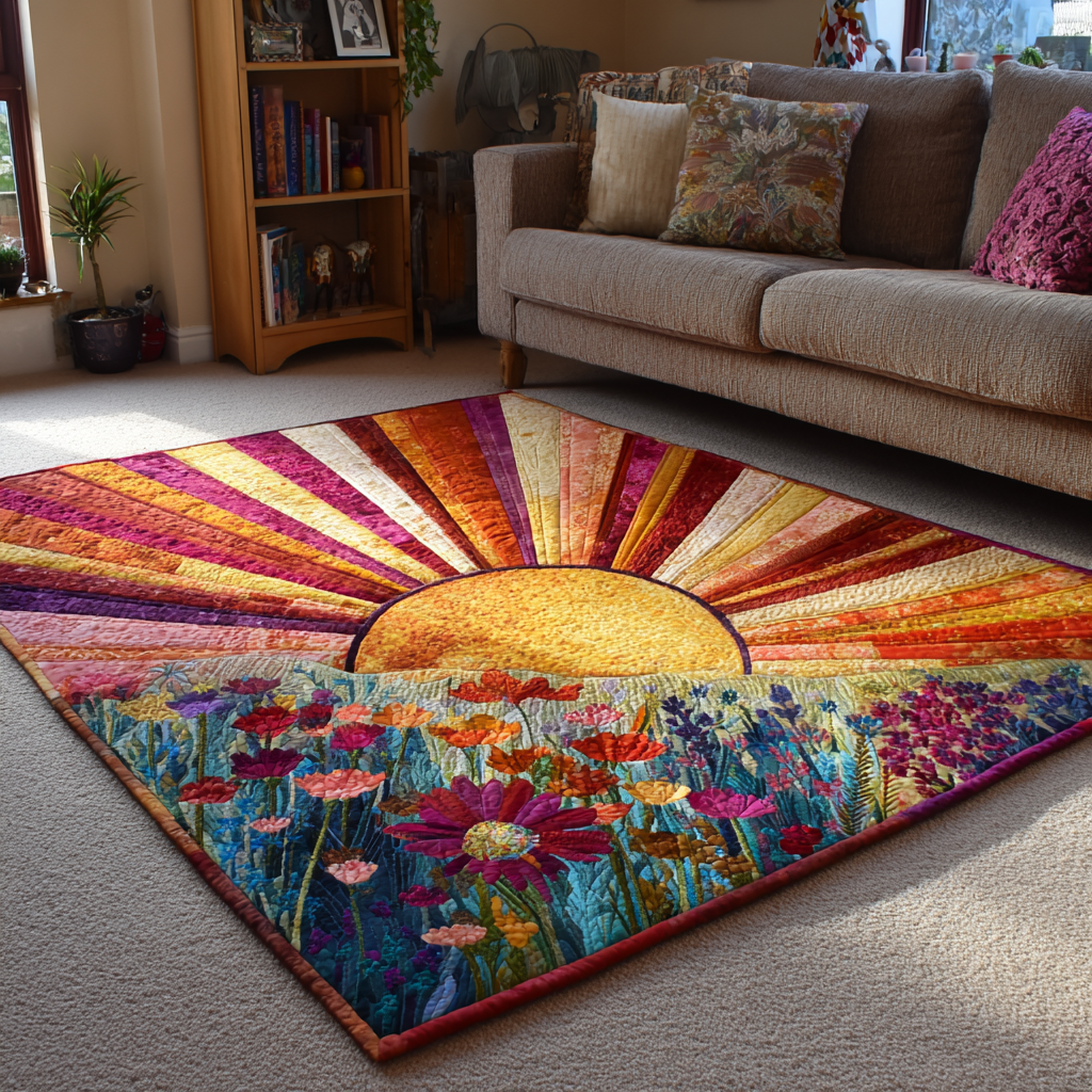 Golden Horizon Area Rug - Non-Slip Washable 3D Print Rug for Living Room & BedroomTVC2108318