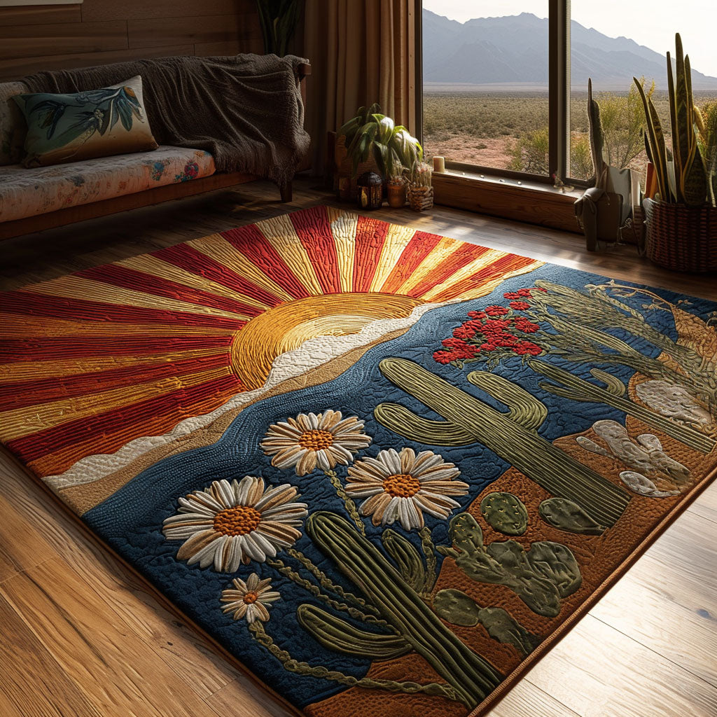 Golden Horizon Bloom Area Rug - Non-Slip Washable 3D Print Rug for Living Room & BedroomTVC2108318