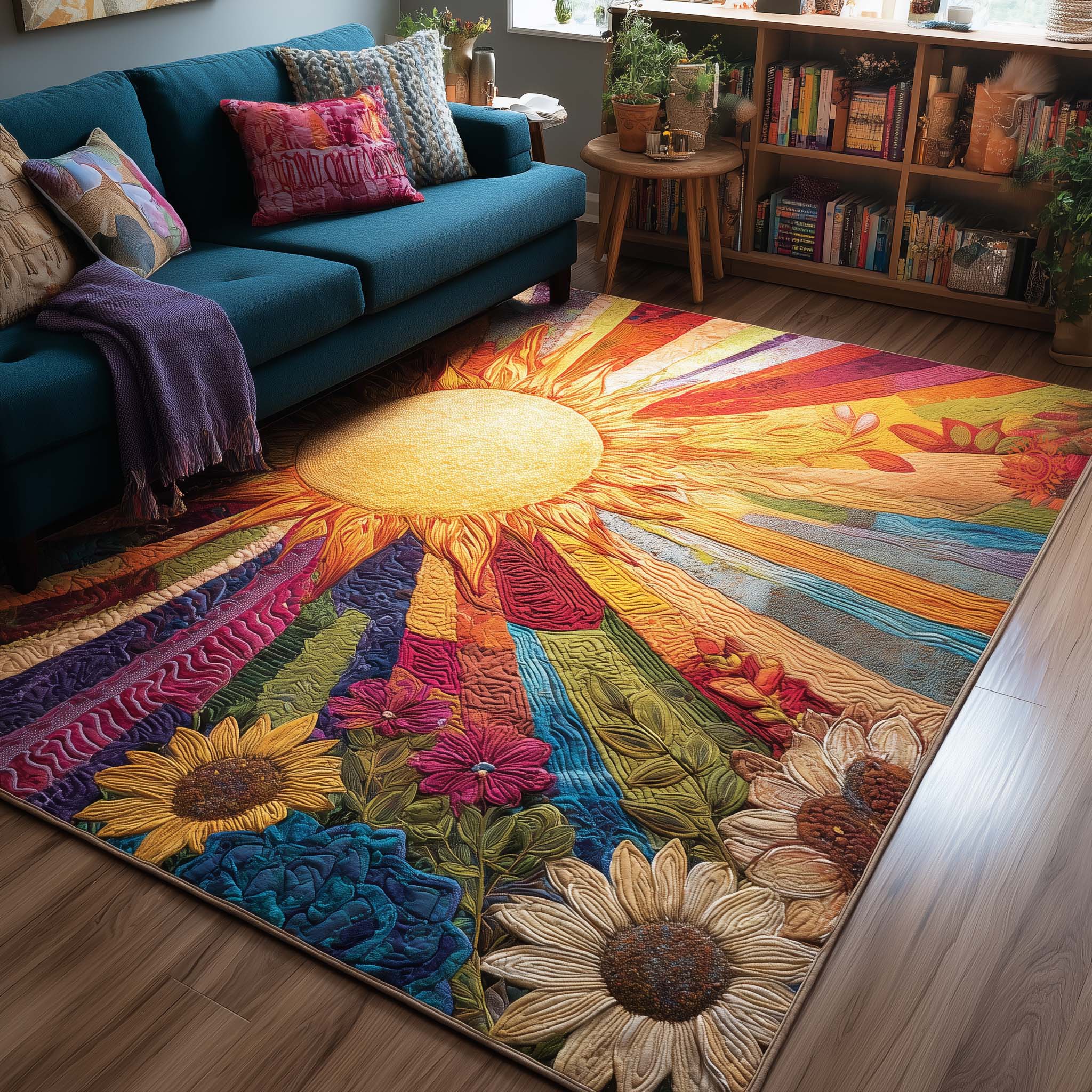 Golden Meadows Area Rug - Non-Slip Washable 3D Print Rug for Living Room & BedroomTVC2108235