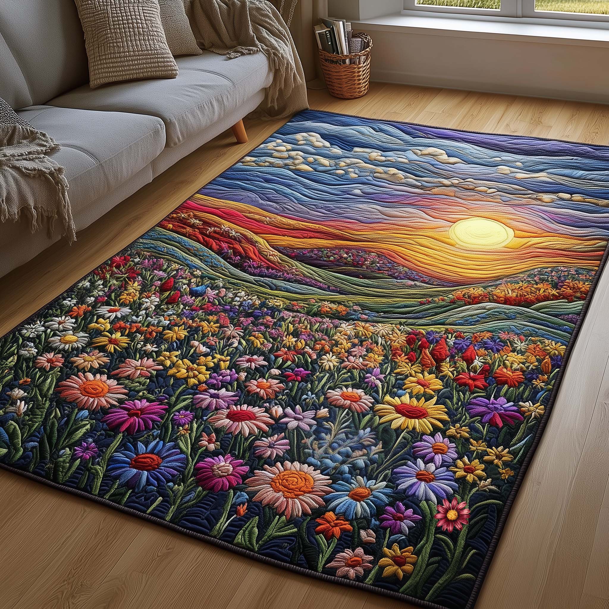 Golden Meadows Area Rug - Non-Slip Washable 3D Print Rug for Living Room & BedroomTVC2108414