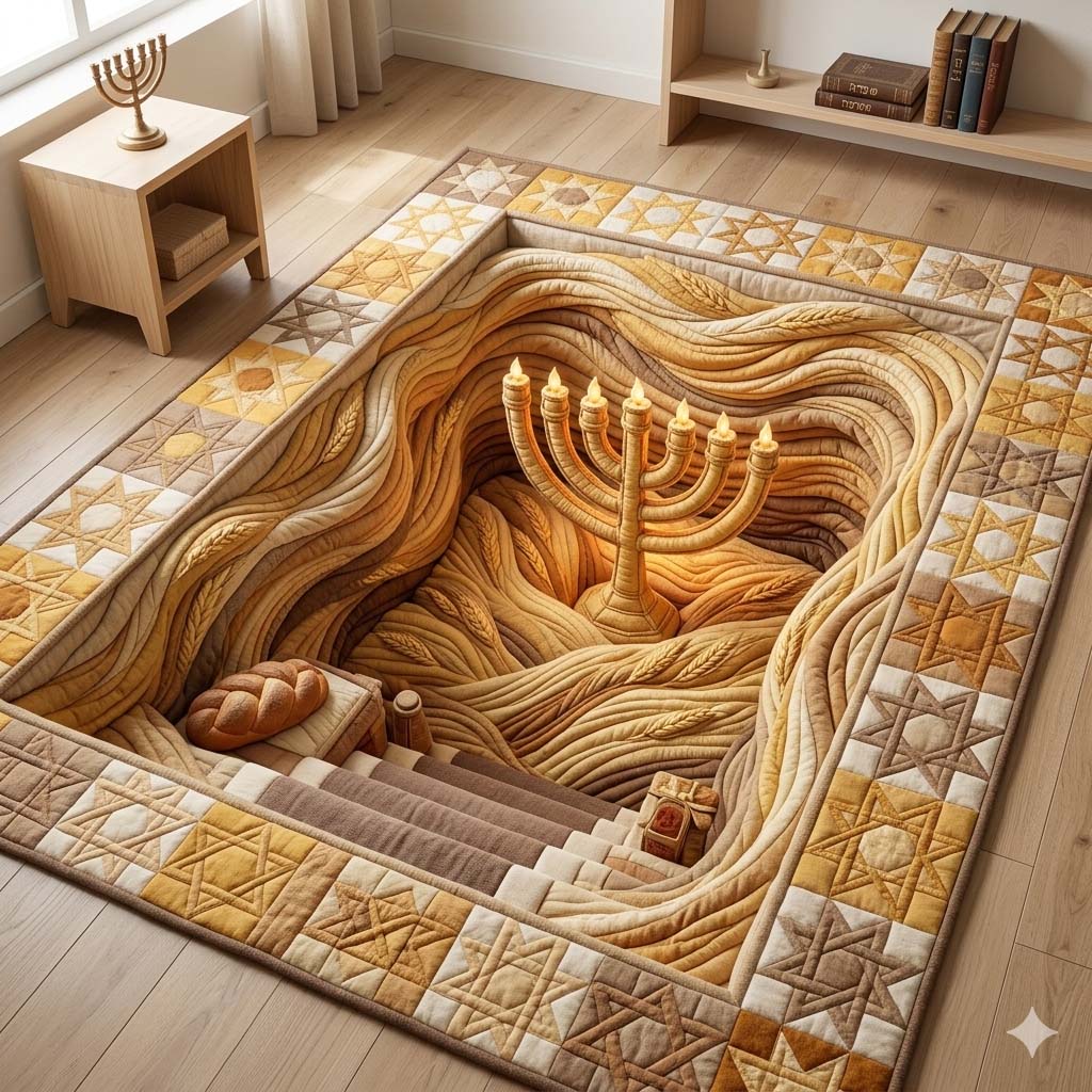 Golden Menorah Area Rug - Non-Slip Washable 3D Print Rug for Living Room & BedroomTVC2108414