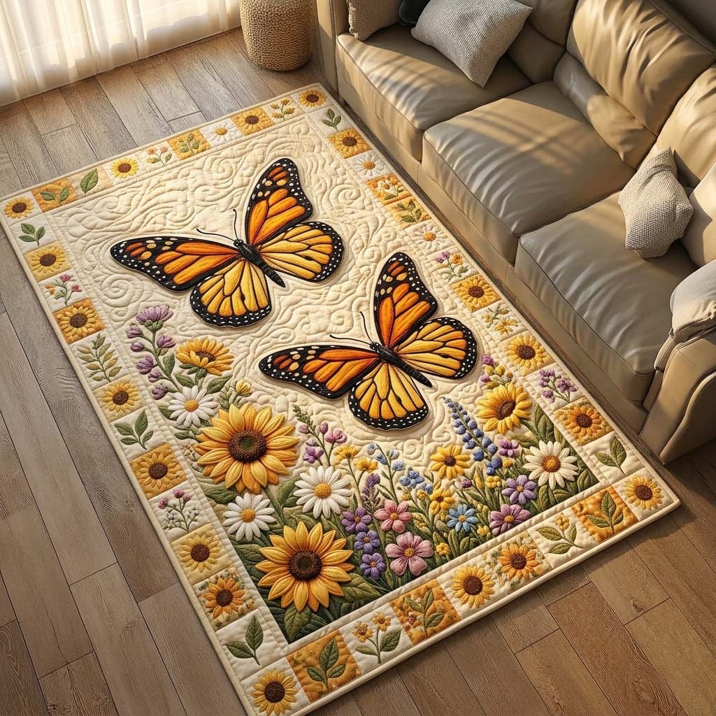 Golden Monarch Duo Area Rug - Non-Slip Washable 3D Print Rug for Living Room & BedroomTVC2108413
