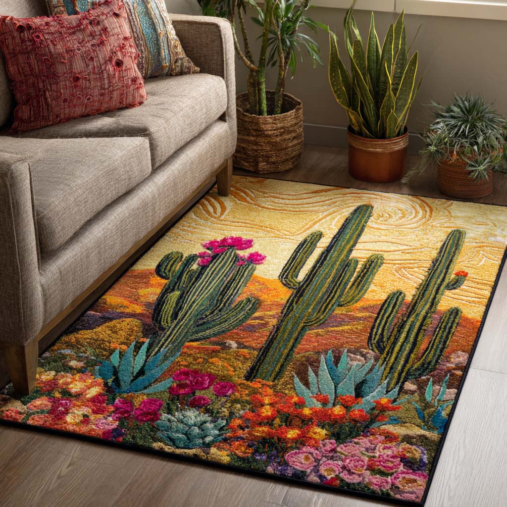 Golden Oasis Area Rug - Non-Slip Washable 3D Print Rug for Living Room & BedroomTVC2108215