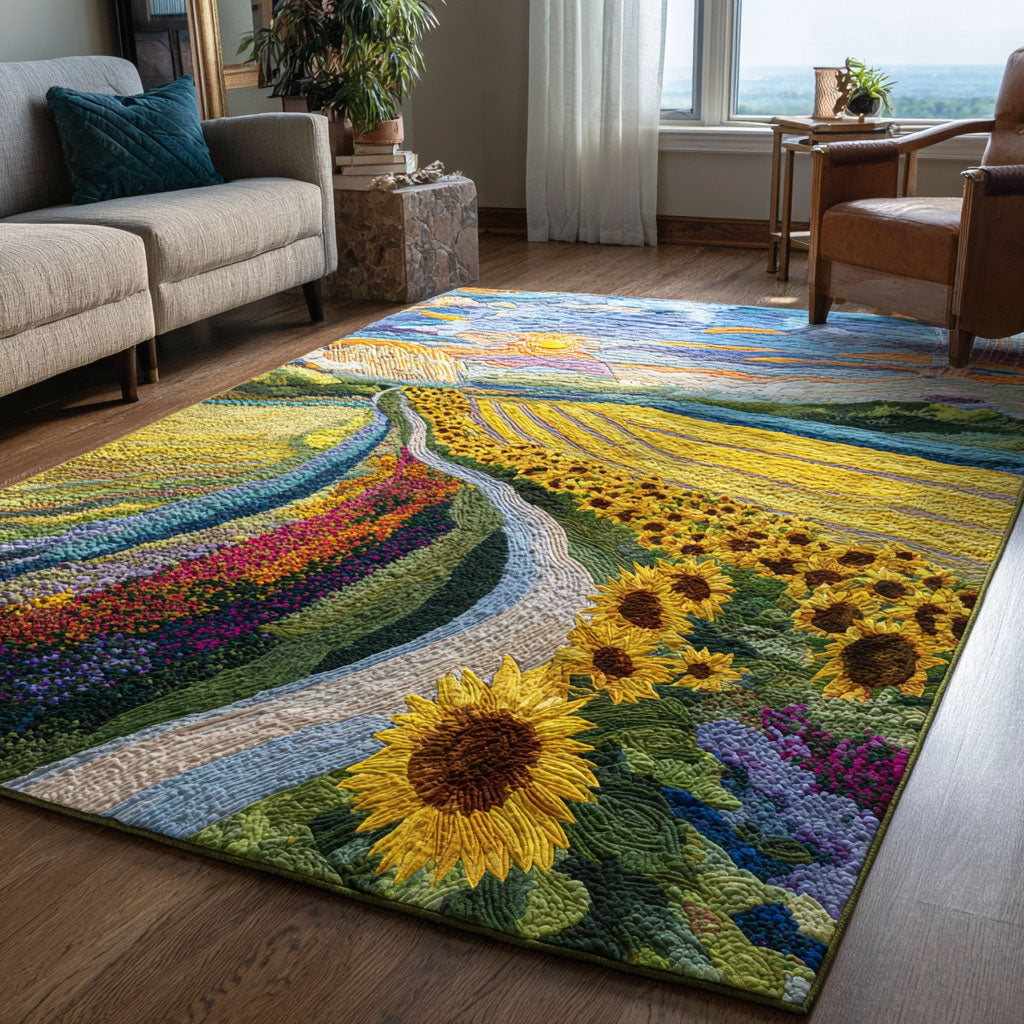 Golden Petal Pathway Area Rug - Non-Slip Washable 3D Print Rug for Living Room & BedroomTVC2108318