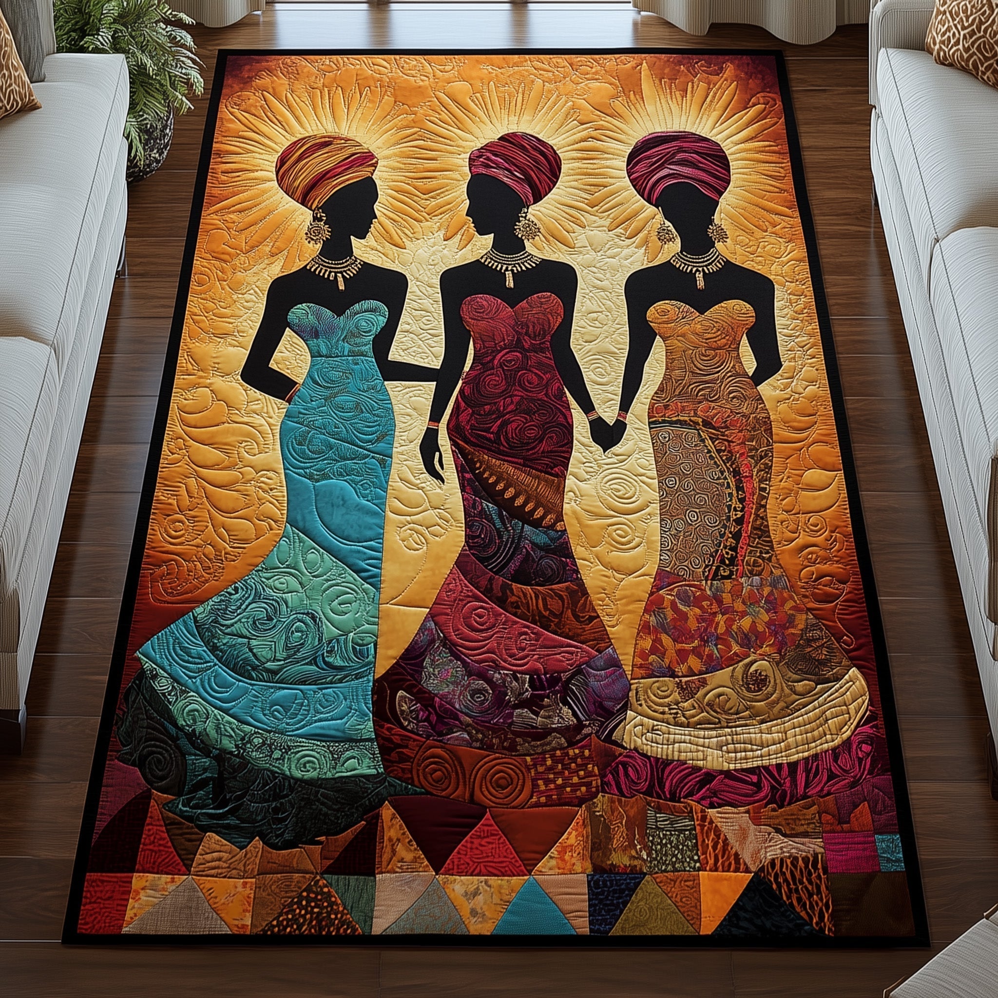 Golden Queens Area Rug - Non-Slip Washable 3D Print Rug for Living Room & BedroomTVC2108224