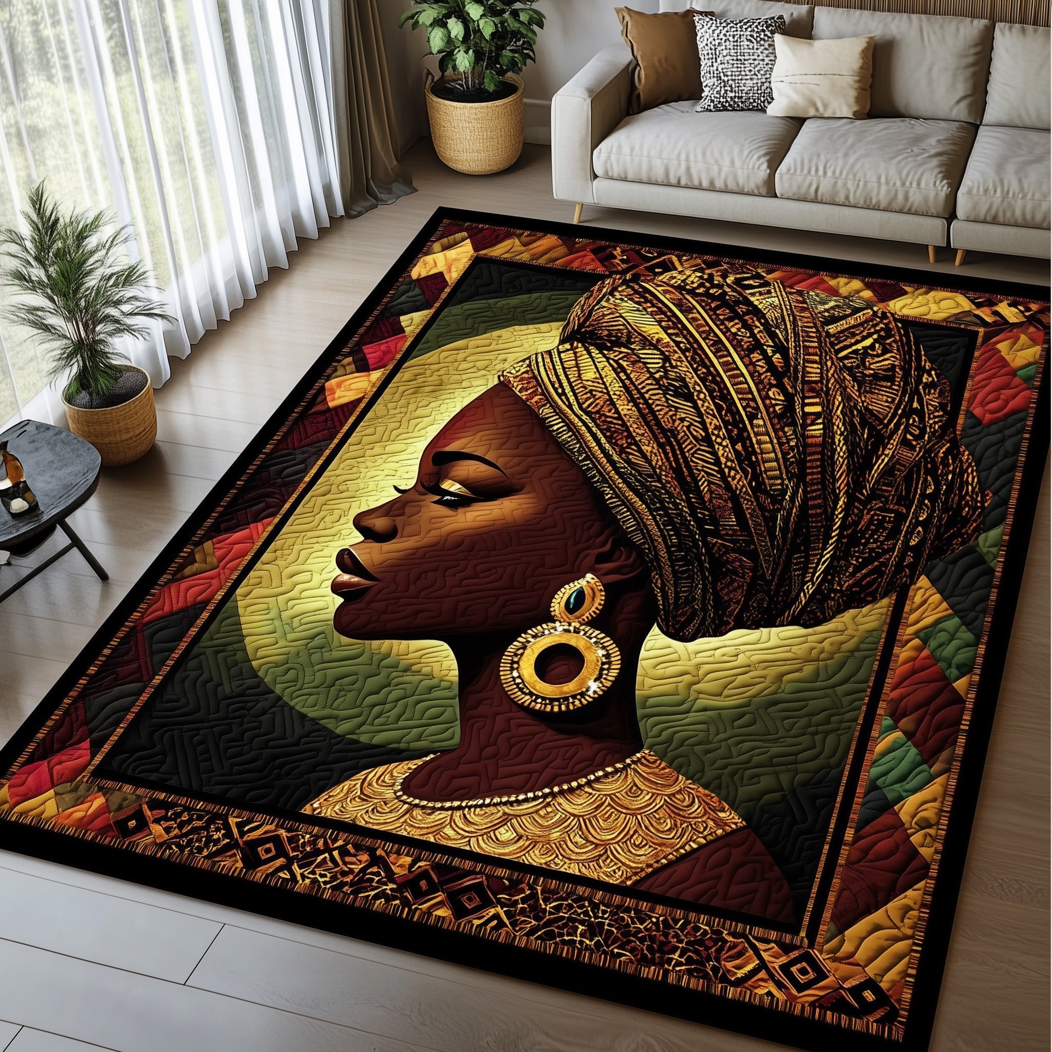 Golden Queens Area Rug - Non-Slip Washable 3D Print Rug for Living Room & BedroomTVC2108235