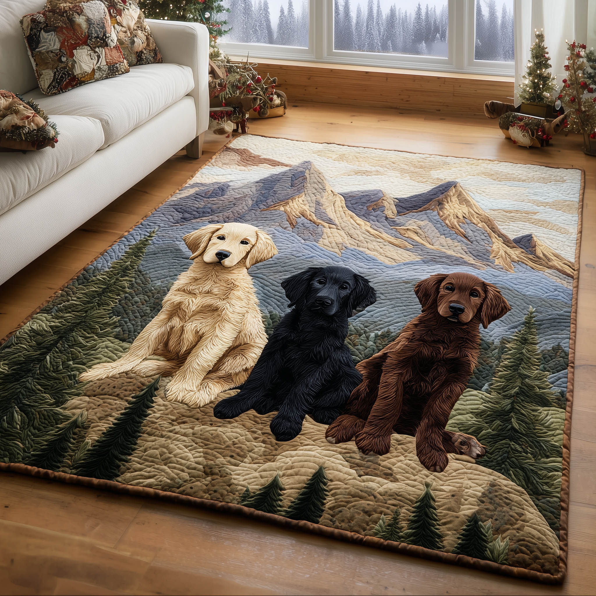 Golden Retriever Gang Area Rug - Non-Slip Washable 3D Print Rug for Living Room & BedroomTVC2108235