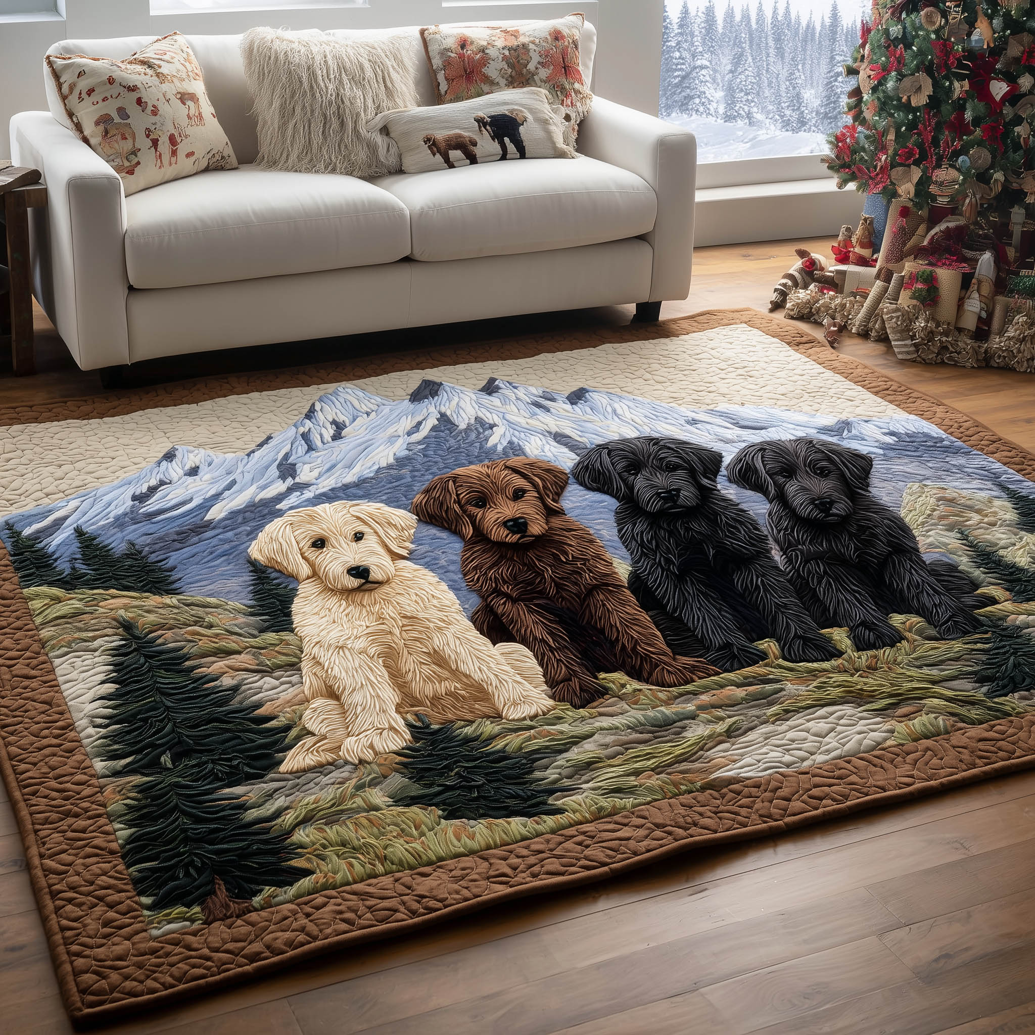 Golden Retriever Gang Area Rug - Non-Slip Washable 3D Print Rug for Living Room & BedroomTVC2108413