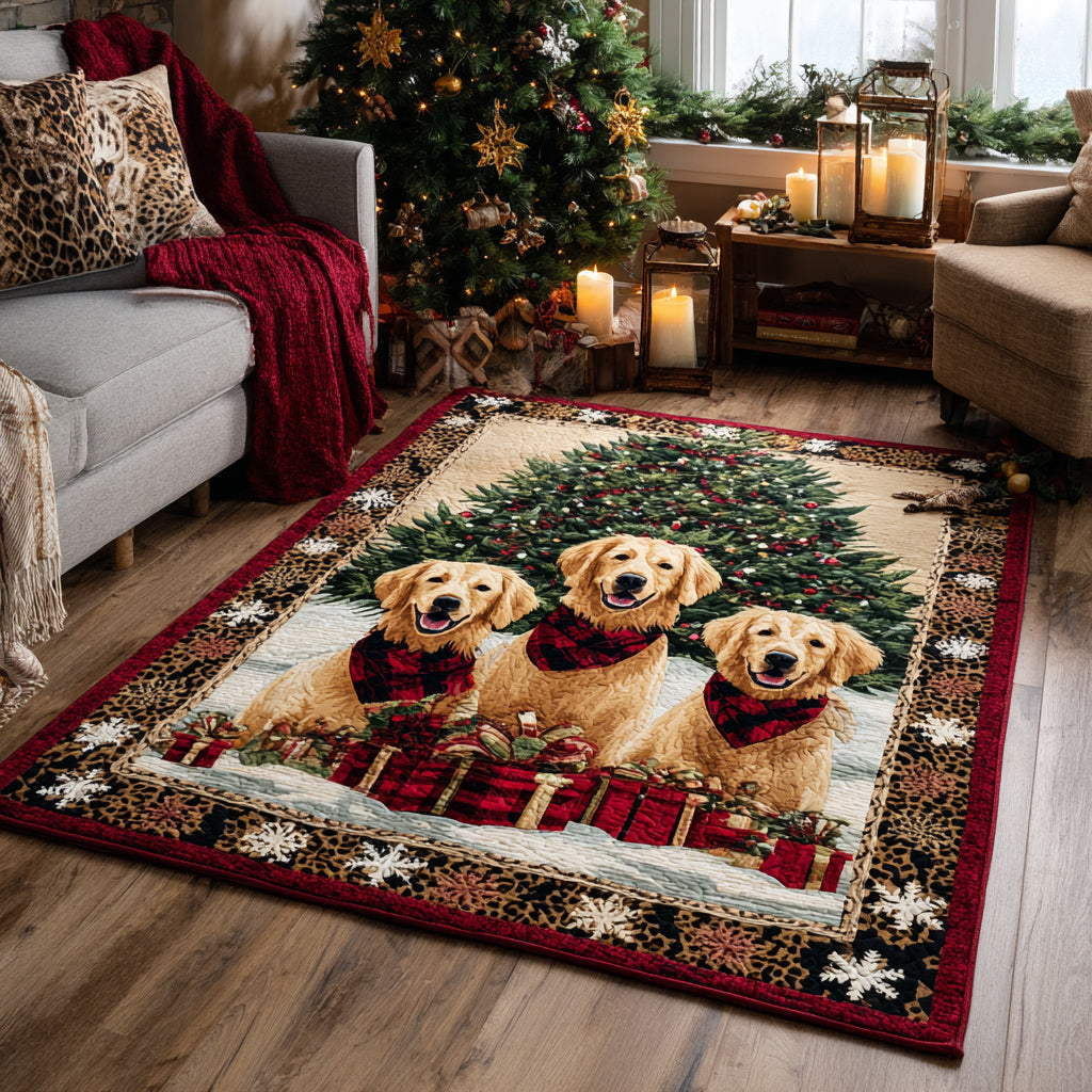 Golden Retriever Trio Area Rug - Non-Slip Washable 3D Print Rug for Living Room & BedroomTVC2108317