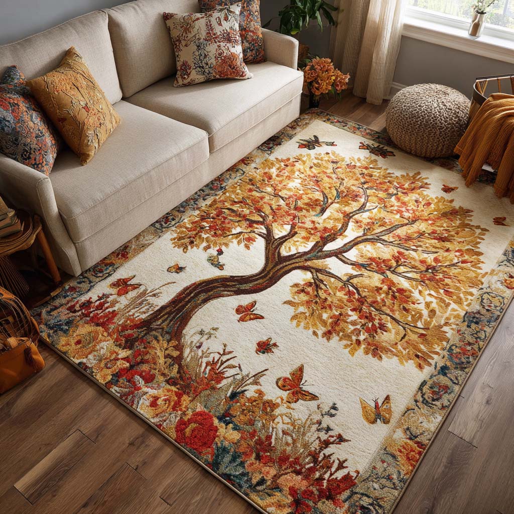 Golden Season Area Rug - Non-Slip Washable 3D Print Rug for Living Room & BedroomTVC2108317