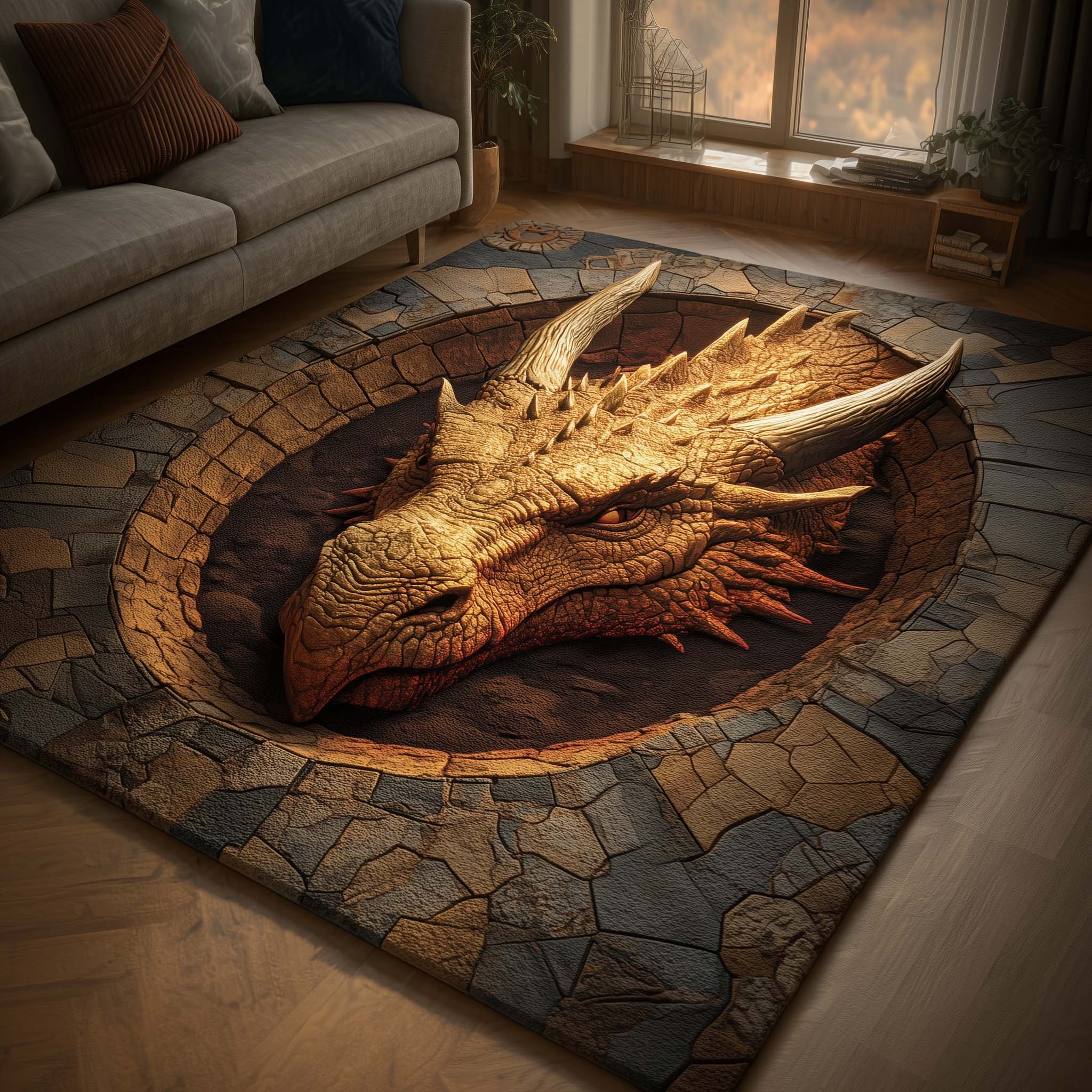 Golden Slumber Area Rug - Non-Slip Washable 3D Print Rug for Living Room & BedroomTVC2108413