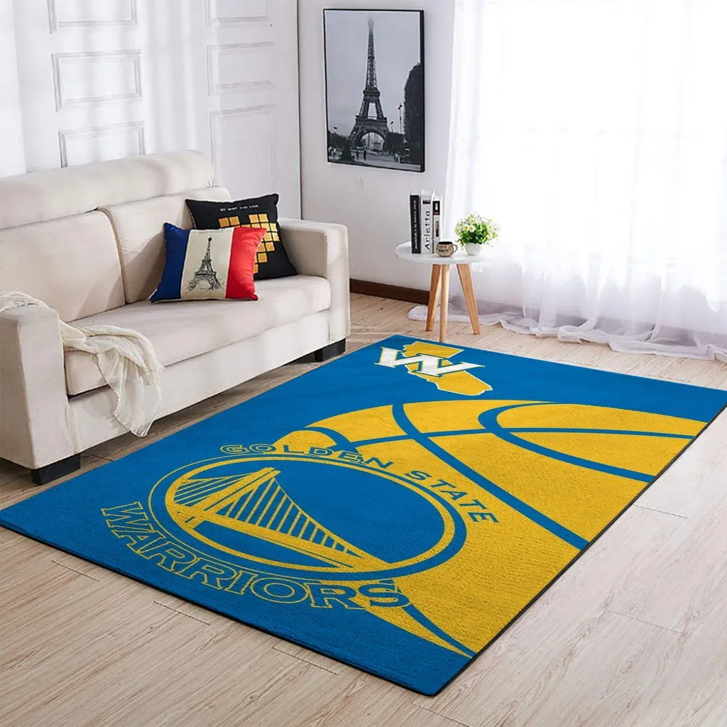 Golden State Warriors Rug - Area for Living Room Decor Blue and Yellow
