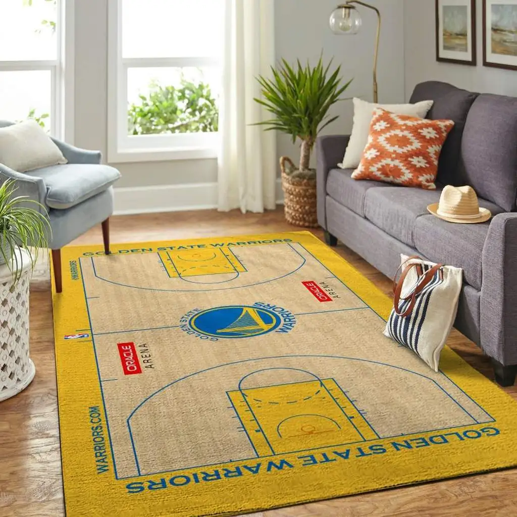 Golden State Warriors Rug - Basketball Court Colors Black and Yellow