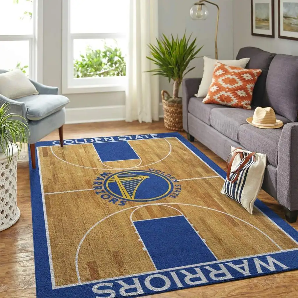 Golden State Warriors Rug - Basketball Floor Mat Blue and Brown
