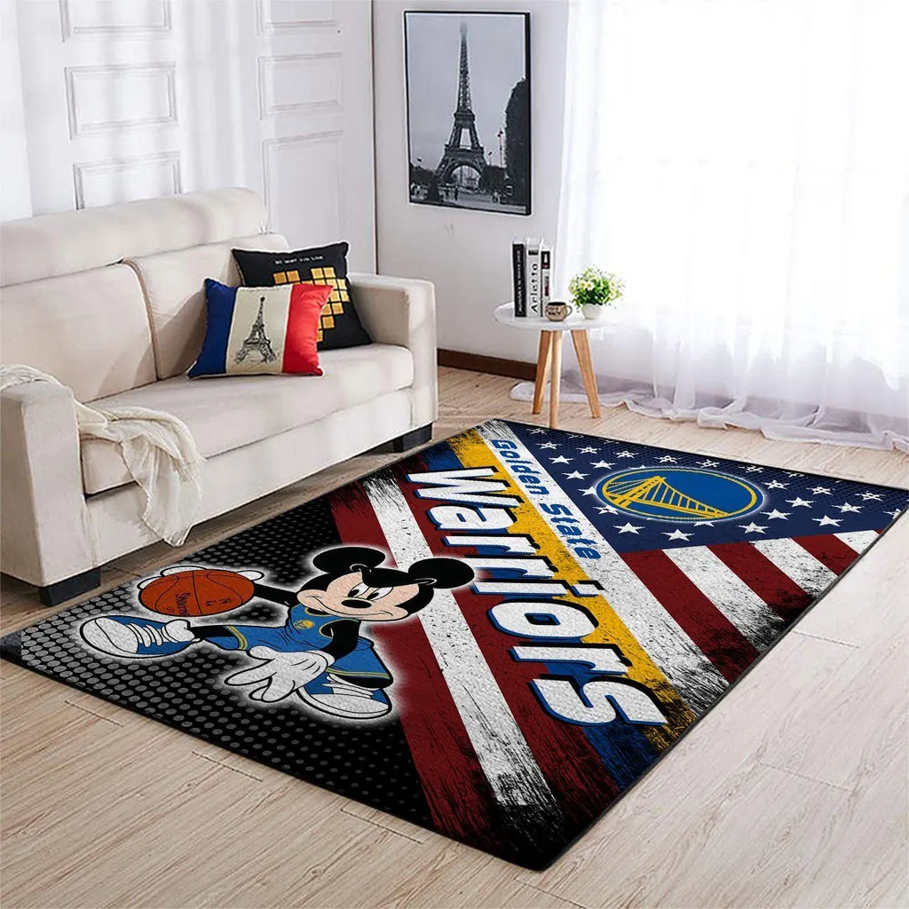 Golden State Warriors Rug - Basketball with Team Colors Blue and Yellow