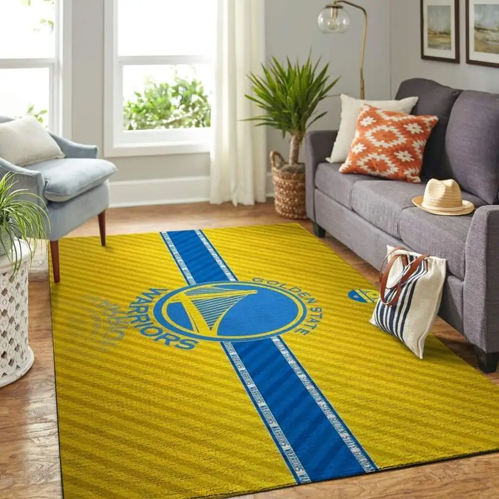 Golden State Warriors Rug - for Living Room Decor Blue and White
